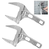 Tellyouwin 2PCS Adjustable Wrench 6-68mm Short Shank Large Openings Ultra-thin Wrench Mini Adjustabl