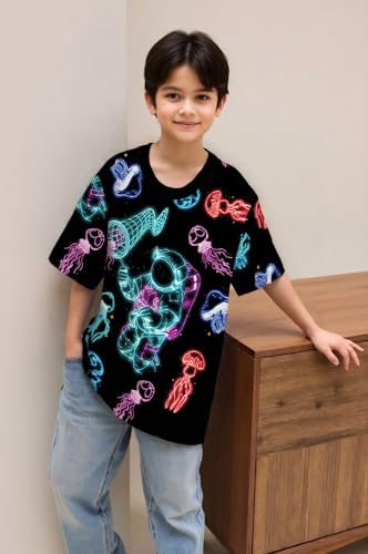 Image of Frogwill Boys Girls Shirts 3D Graphic T-Shirt Neon Clothes Short Sleeve Animal Print Tee 5-13 Years