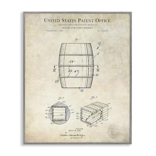 'Whiskey Aging Barrel Liquor Diagram Patent'| Framed Giclee Art