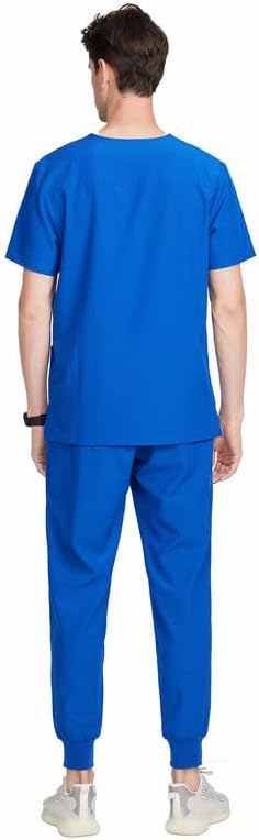 Uniforms World Louis Scrubs Set for Men — Classic V-Neck Stretch Top & Jogger Pants Yoga Waistband, 8 Pockets image 4