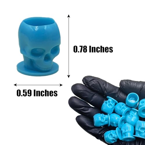 Skull Tattoo Ink Caps Cups - MIUXIA 200pcs Disposable Tattoo Caps Ink Cups for Tattooing Pigment Cups Skull Plastic Tattoo Cups for Ink Tattoo Supplies… - Image 3