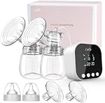 Electric Breast Pump - Double Breast Pump with 4 Modes & 9 Levels Strong Suction, LED Display, 10 Breastmilk Storage Bags, Anti-Backflow, Ultra-Quiet