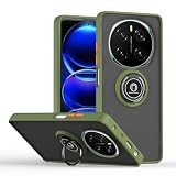 SEAHAI Cover per HONOR Magic 7 Pro 5G, Glassato Traslucido Dura PC Protettiva Custodia Silicone TPU Bumper Antiurto AntiGraffio Case con 360° Anello Supporto, Army Green