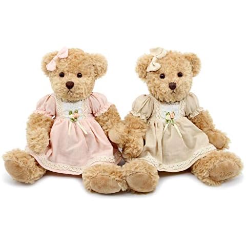 oits cute 2-Pack Teddy Bear,Cute Stuffed Animal,Couple Gift Soft Plush Toy 11inch (Vintage Dress) Cover