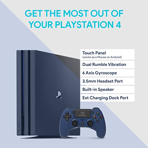 EvoFox-Elite-Play-Wireless-Controller-for-PS4-Ipad-and-Iphones-Bluetooth-50-Dual-Vibration-6-Axis-Gyro-Sensor-10-Hours-of-Game-Play-Touch-Panel-Built-in-Speaker-35-mm-Headset-Port-Blue
