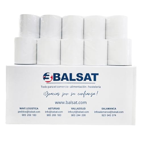 Rollos Papel Térmico 80x80mm Pack 50 TPV Tickets Caja Registradora BALSAT Calidad