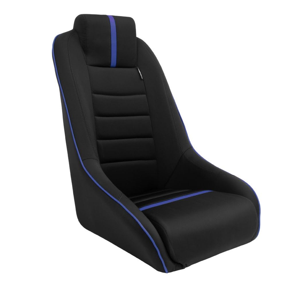AutoStyle Siège baquet 'Classic RS' - Noir/Bleu - Dossier fixe + Appuie-tête intégré - incl. glissières