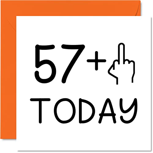 Tarjeta cumpleaños 58 años divertida mujer, dedo medio, tarjetas cumpleaños groseras hombres, tarjetas felicitación cumpleaños 145 mm x 145 mm, tarjetas broma mamá, papá, abuelo, abuela, tía tío