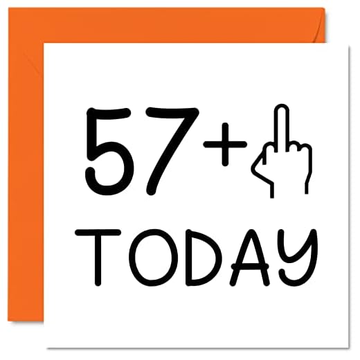 Tarjeta cumpleaños 58 años divertida mujer, dedo medio, tarjetas cumpleaños groseras hombres, tarjetas felicitación cumpleaños 145 mm x 145 mm, tarjetas broma mamá, papá, abuelo, abuela, tía tío