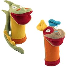 Cate & Levi, Set of 2 Hand and Sock Puppets, Made in Canada, with Moveable Mouths, Eco Friendly and Safe for All Ages, Baby and Birthday Gift Dog, Dragon