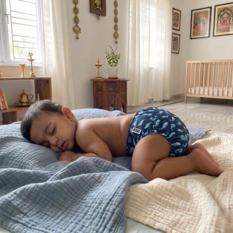 Image of Little Pea Adjustable Cloth Diaper for Babies (3 Months-3 Years) | Leak-Proof, Washable & Reusable | Includes 3 Diaper + 3 Absorbent Pad | Free Size (5-18 kg) | Pack of 3