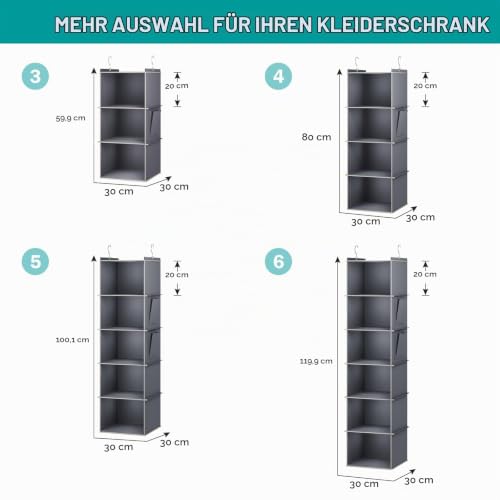 YOUDENOVA Hängeregal Schrankorganizer Stabiler Kleiderschrank Organizer Hängeaufbewahrung Ordnungssystem mit MDF-Platten und Bambus-Stock… – Ansicht 5