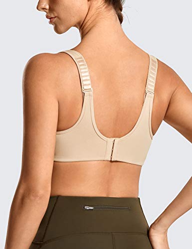 Syrokan Women'S High Impact Underwire Sports Bra High Support Large Bust Padded Adjustable Straps Running Bra Beige 34D thumb #1