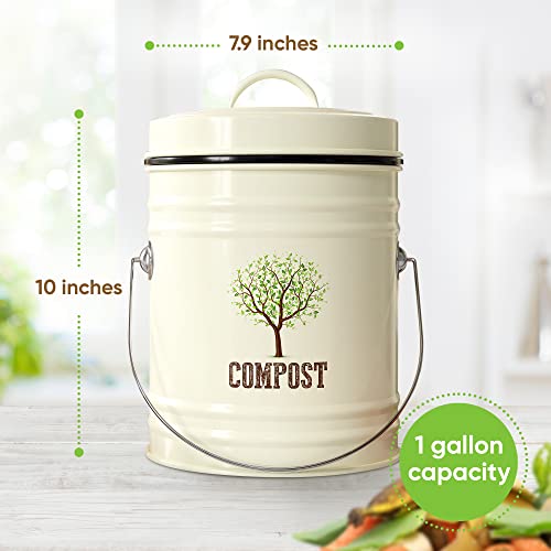 Third Rock Compost Bin Kitchen 1.0 Gallon Countertop Compost Bin with