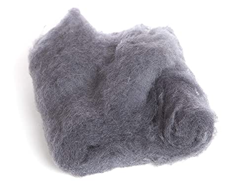 Image of Desert Breeze Distributing Maori Wool Carded Batting, 100% Natural New Zealand Wool Made by DHG in Italy for Needle Felting, 3.5 OZ, 27 Micron, Color Charcoal Gray