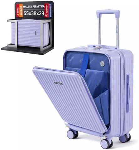 Cabin Suitcase 55 x 38 x 23 cm + Toiletry Bag, Set Rigid ABS + PC...