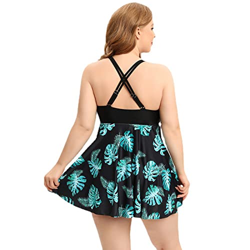 HAIEWRDJ Maiôs de duas peças tamanho grande para mulheres Tankini Maiôs Vestido de banho esvoaçante