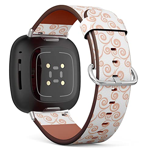 CJBROES Replacement Leather Watch Band, Compatible with Fitbit Versa 3 and Fitbit Sense of Wristband Bracelet Accessory - Curly Ornamental