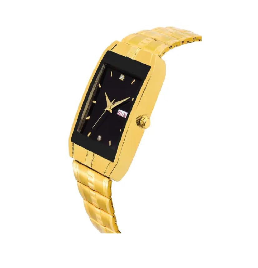 Image of Gold Plated Analogue Quartz Watch with Day & Date for Men, Gold Strap Casual Watch
