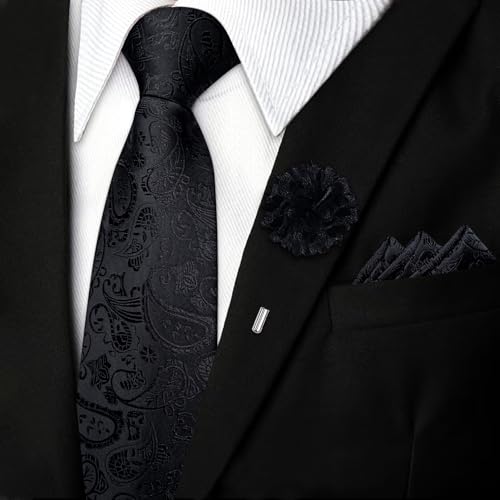 Image of DiBanGu Mens Zipper Tie Silk Pre-Tied Necktie with Gift Box