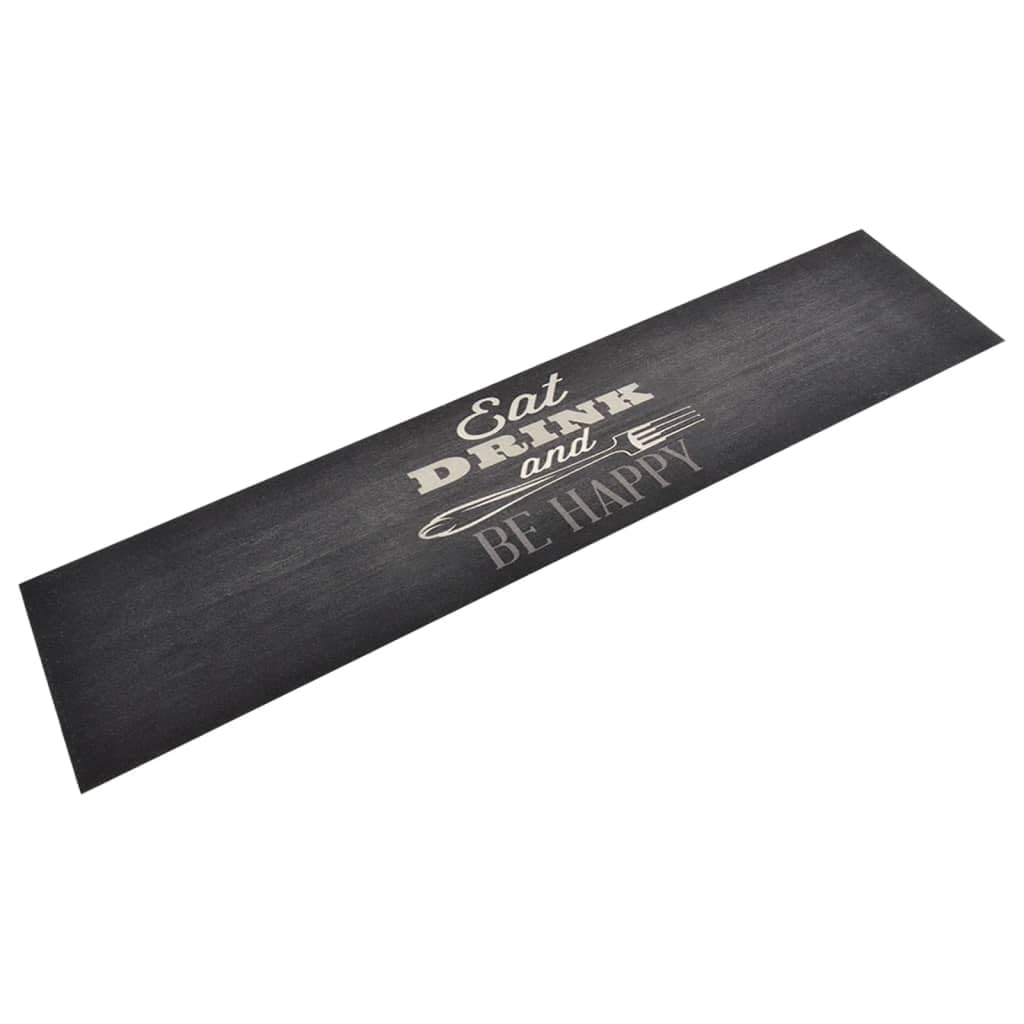 Tapis de cuisine lavable 60x300 cm long noir en velours