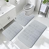 YNNHUDEEP 3-teiliges Badezimmerteppich-Set mit Memory-Schaum – rutschfeste...