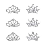 Mini Princess Crown Comb Tiara Hair Clips for Wedding Flower Girls Birthday Party Favor Cupcake Toppers Pack of 6