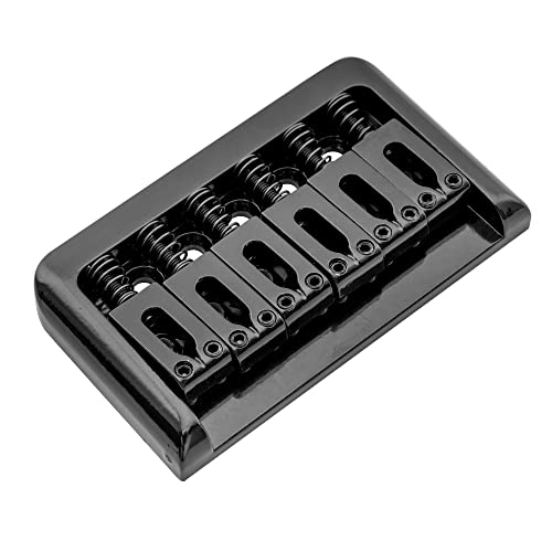 Musiclily 52.5Mm Fixed Hardtail Bridge Non-Tremolo Electric Guitar Bridge For 6 String Fender Strat Stratocaster Tele Telecaster Guitar Replacement, Black #TOP4