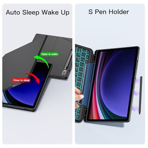 Image of JUQITECH Trackpad Keyboard Case for Samsung Galaxy Tab S10+ 12.4 2024 S9 FE+ S9+ 12.4 Inch 2023, Tablet Protector Case Kickstand Magnetic Detachable Wireless Touchpad 7 Colors Backlit Keyboard