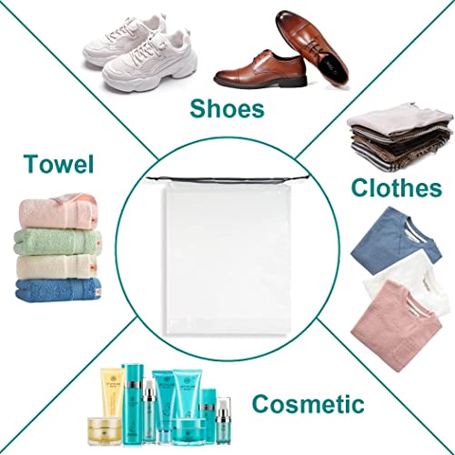 14Pcs Transparent Shoe Bags With Rope For Travel Storage Packing Large Clear Drawstring Bags Plastic Portable Shoe Bags For Men And Women #TOP6