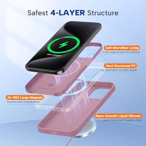 Image of Miracase Magnetic for iPhone 15 Pro Max Case, [Soft Anti-Scratch Microfiber Lining], Compatible with MagSafe, Liquid Silicone Case Shockproof Drop Protection Phone Case for 15 ProMax, Blackcurrant