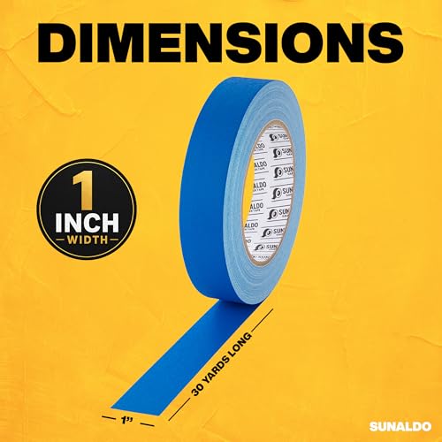 Image of Gaffers Tape Heavy Duty, Easy to Rip, Residue-Free Professional Grade Floor Tape for Electrical Cords, Matte Finish Non Reflective, Weather Resistant (1, Blue, 1 inch x 30 Yards)
