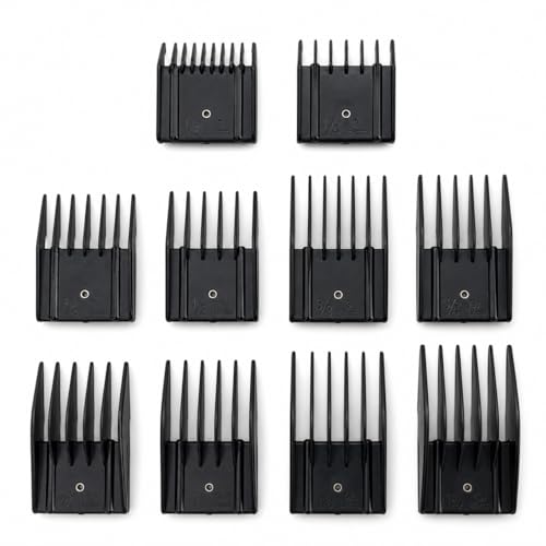 Miaco 10 Piece Universal Clipper Guide Comb Guard Set Compatible with Full Size Clippers Oster Classic 76 Oster A5 Andis AG Andis BG Wahl Senior