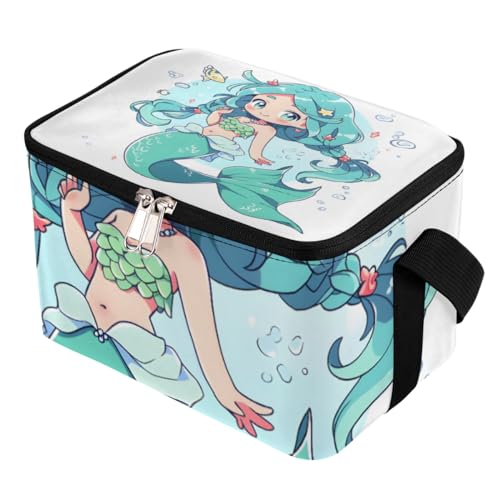 Lunch Bags for Women Men 9 Cans,Beach Pretty Mermaid Hot & Cold Food Delivery Bag Insulated Grocery Bag Insulated Lunch Box Mermaid Cooler Bag for Office Work Picnic Beach