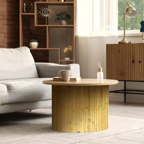 Image of Art3d 12 x 96 in Pole Wrap Natural Bamboo Wall Panel, 2-Pack, Natural