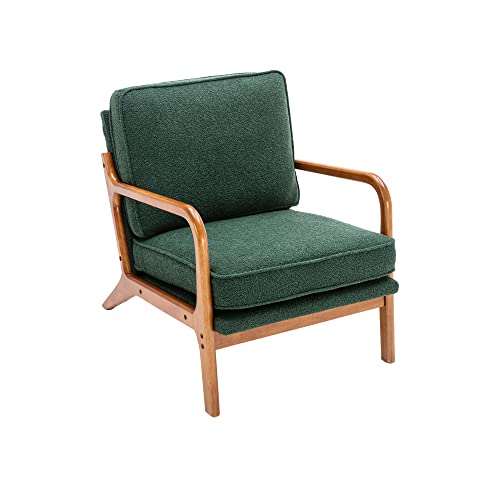 Sillón moderno tapizado con marco de madera para sala de estar, dormitorio, oficina, recepción, elegante sofá esmeralda para mayor comodidad y elegancia