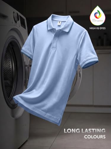 Image of XYXX Accent Men's Solid Cotton Polo T Shirt | Collar Tshirts | Half Sleeves | Solid-Slim Fit