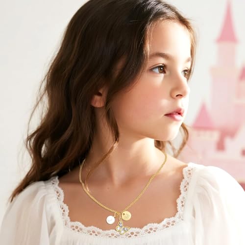 Butterfly Pearl Initial Necklace for Girls,14K Gold Plated Letter Butterfly Pendant Dainty Jewelry Birthday Christmas Gifts for Girls Daughter Best Friend2