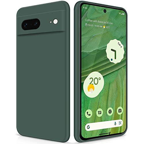 GiiYoon Case Compatible with Google Pixel 7, Silky-Soft Touch Full-Body Protective Phone Silicone Case, Shockproof Cover with Microfiber Lining, green