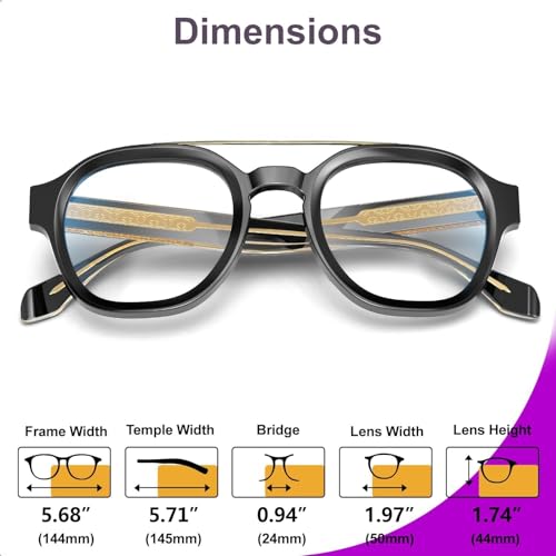 Image of VISOONE Retro Round Anti Eyestrain Metal Medium Eyewear Blue Light Blocking Glasses for Computer Gaming Women Man SANFORD