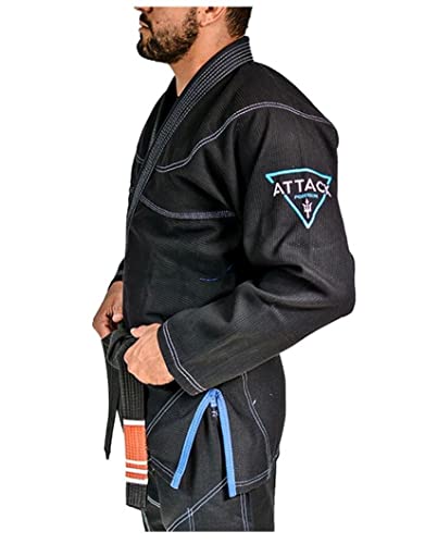 ATTACK POSEIDON Kimono Jiu Jitsu Adulto Unissex BJJ (PRETO, A5)