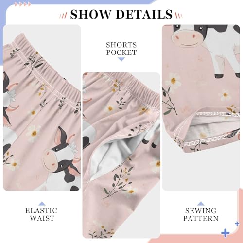 Vdsrup Cows Pink Pajama Pants Cute Pajama Bottoms Soft Sleep Pjs Lounge Pants S4