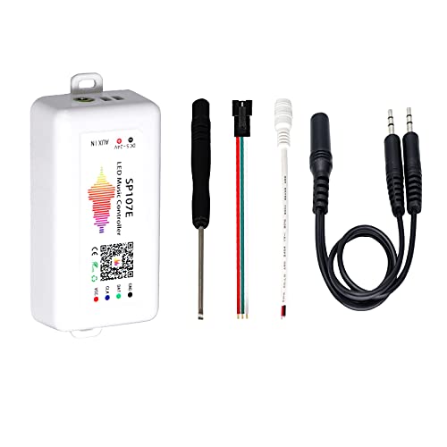 HJHX Ws2812b Ws2811 Led Music Controller, SP107E RGB Bluetooth Controller DC5-24V, LED Addressable Pixel Light Controller for Ws2812, Sk6812, RGBW,APA102 Dream Color LED Strip and Matrix Panel Light