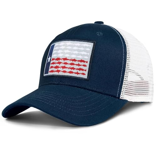 Image of Adjustable State Flag Trucker Hat Mesh Baseball Cap with Embroidered Patch for Men Women