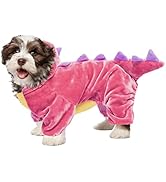 MAXLAPTER Dog Dinosaur Costume, Halloween Funny Puppy Costume, Pet Dino Hoodie Coat Warm Fleece W...