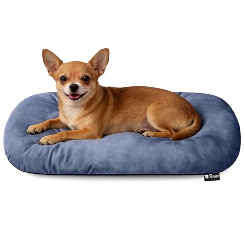 Image of Washable Oval Dog Bed for Small Dog Bed, High-Resilience,Dusty Blue