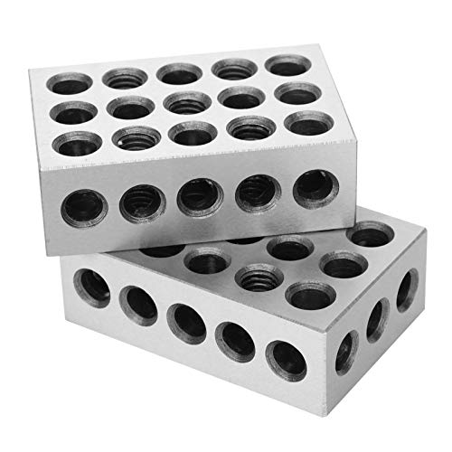 Bloque 1-2-3 Ultrapreciso de 23 Orificios con Caja de Llaves, Nivel de Precisión de 0,0001 pulg., Acero Cromado, 5,1 X 8,3 X 1,8 pulg., para Fresadoras, para Configuración