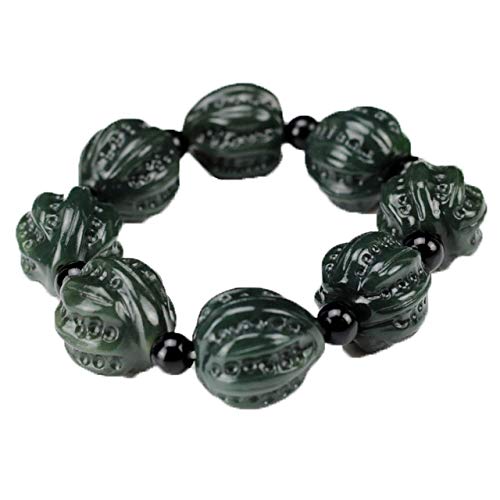 ZHIBOBangle Natural Jade Jewelry Round Beads Natural Natural Ink Jade and Tianqing Jade Bracelet 18MM