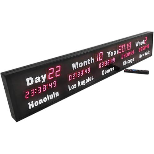 Reloj mundial con mando a distancia, 5 ciudades, zonas horarias, montaje en pared, ajuste de brillo de 3 niveles para empresas multinacionales y hoteles