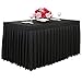 Tina 8' ft Polyester Fitted Tablecloth Table Skirt for Wedding Banquet Trade Show Black